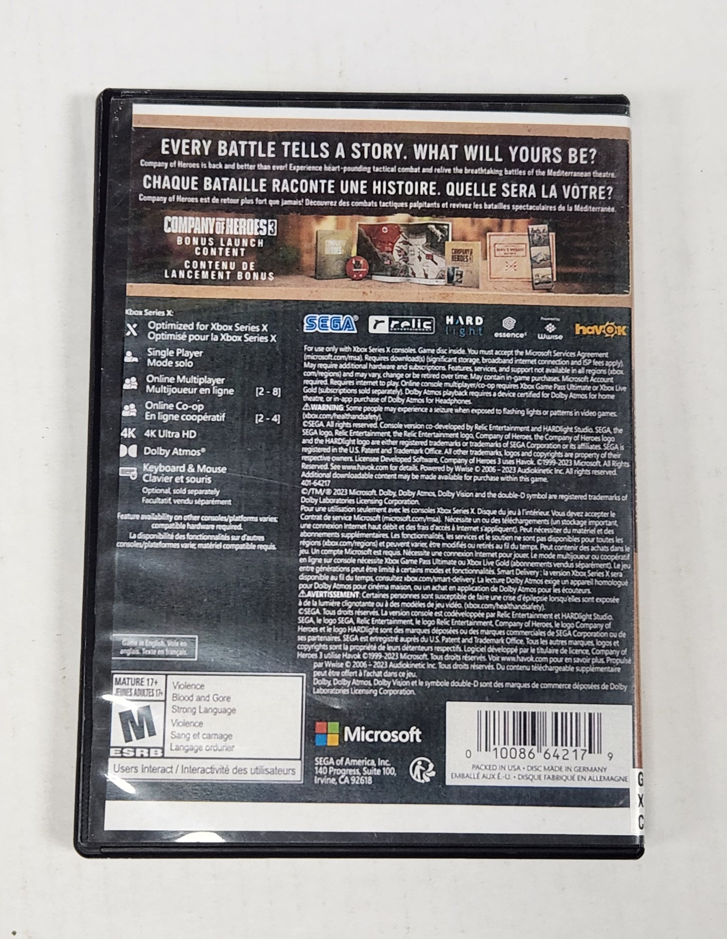 Auction Item 33: Company of Heroes 3 - XBox Series X