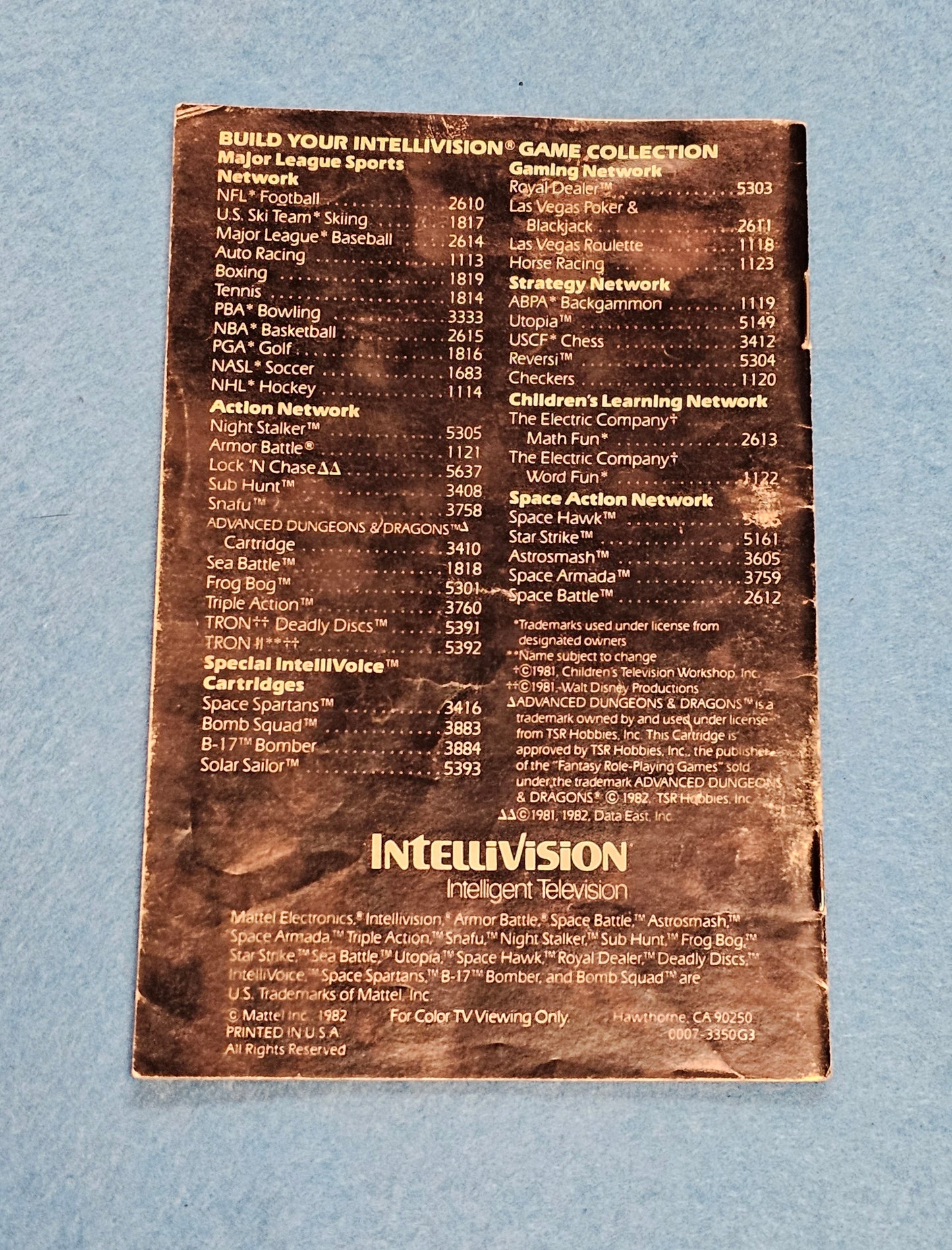 Thing 016: Intellivision Game Catalogue