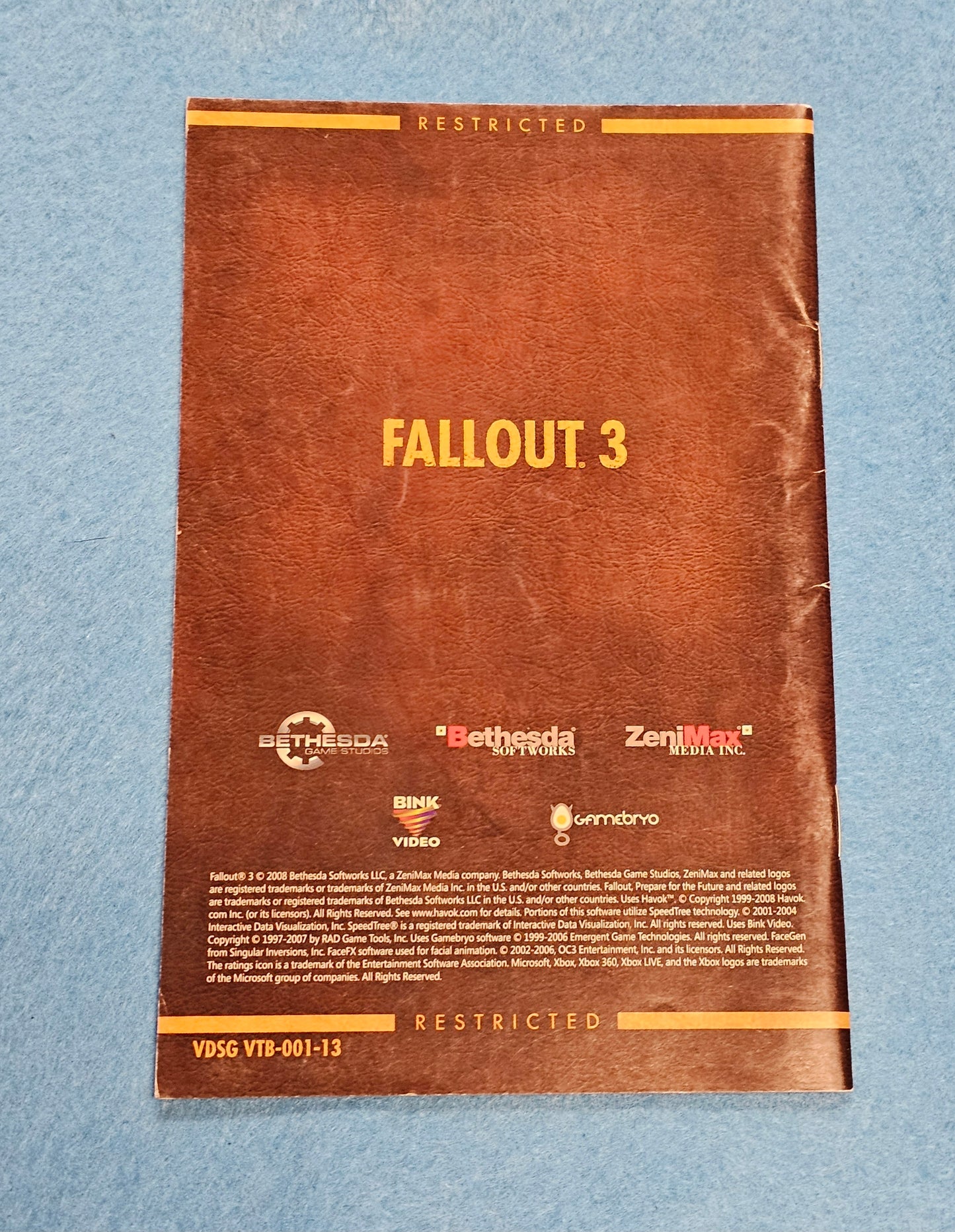Thing 010: Fallout 3 Manual - XBox 360
