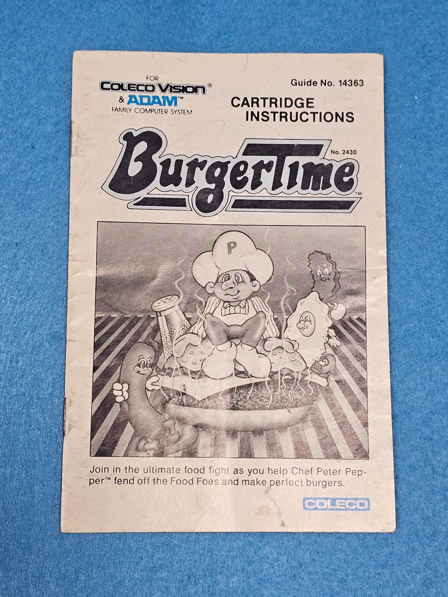LOT 135: Burger Time Manual Coleco Vision