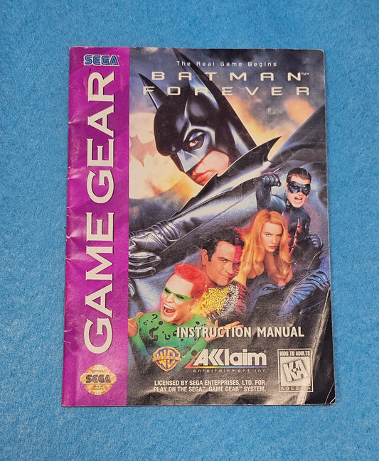 LOT 138: Batman Forever Manual - Game Gear