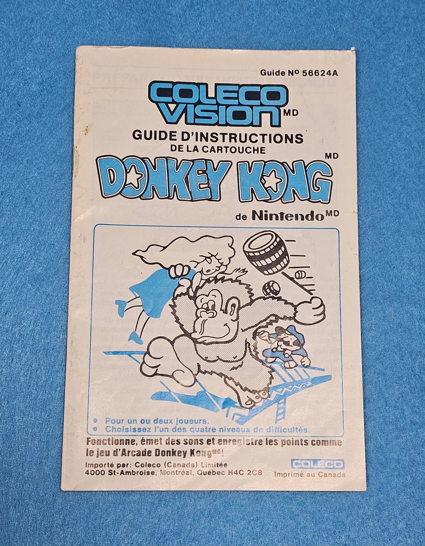 LOT 136: Donkey Kong Manual - Coleco Vision