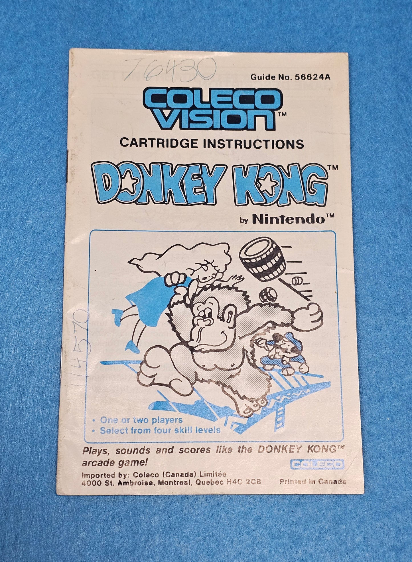 LOT 136: Donkey Kong Manual - Coleco Vision