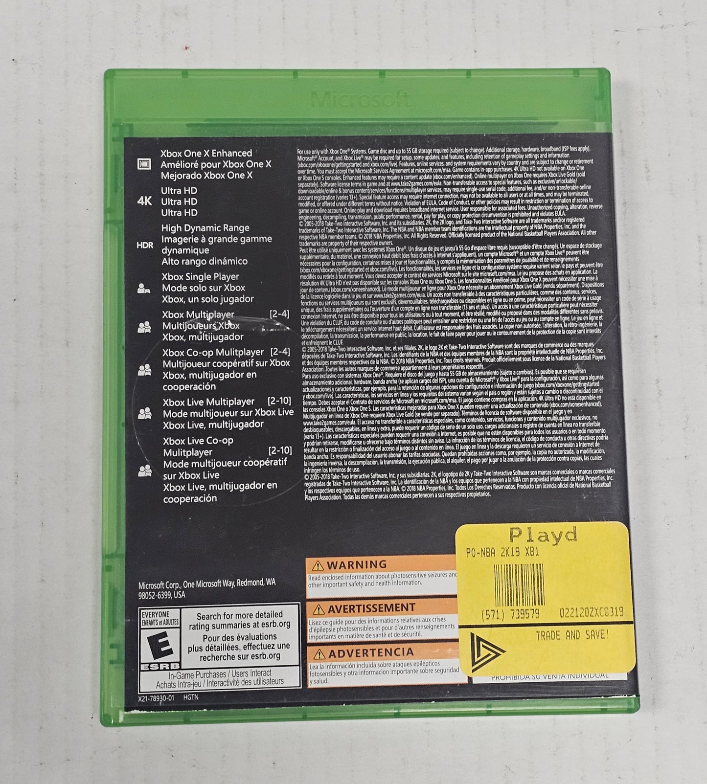 021: NBA 2K19 - XBox One