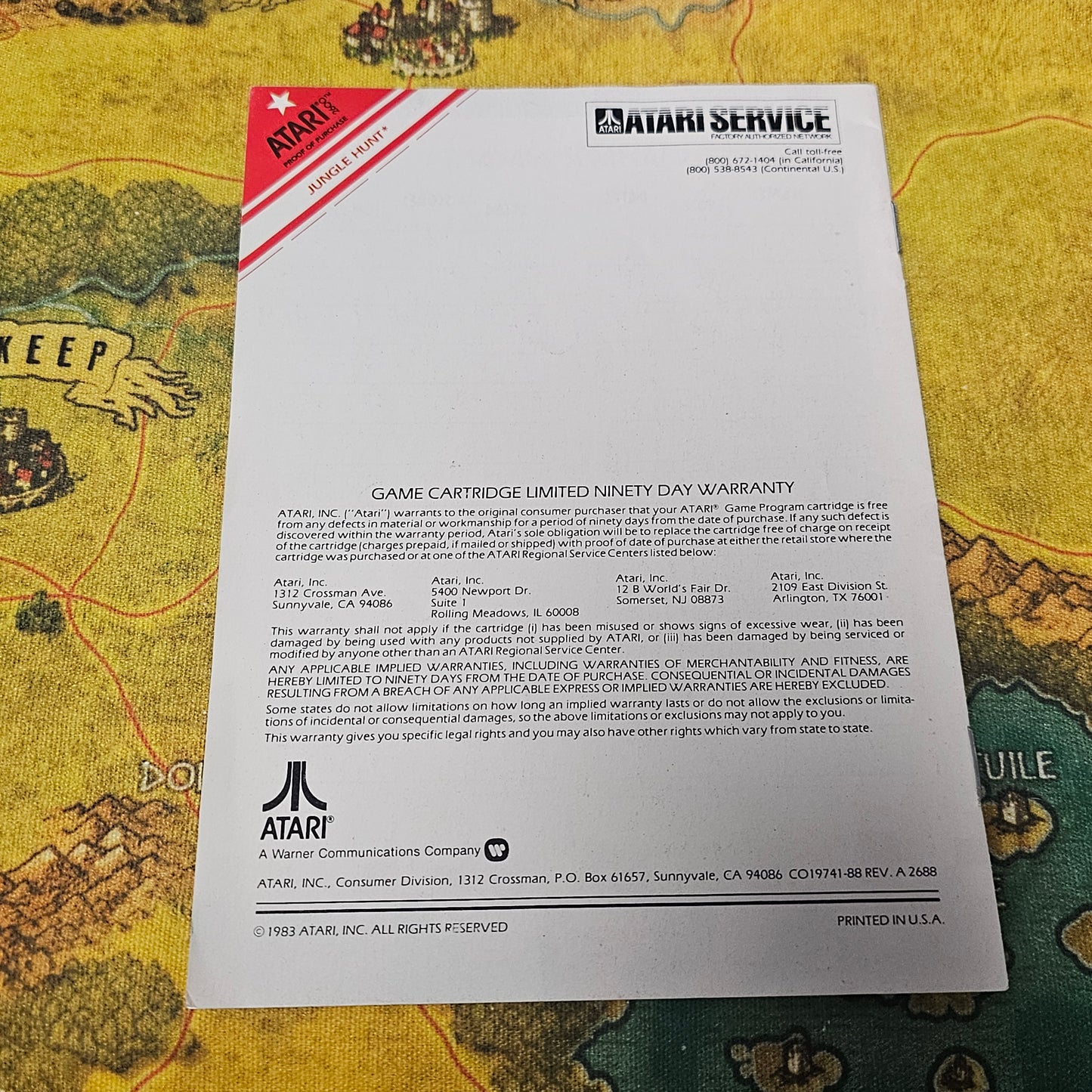 167: MANUAL for Jungle Hunt - Atari