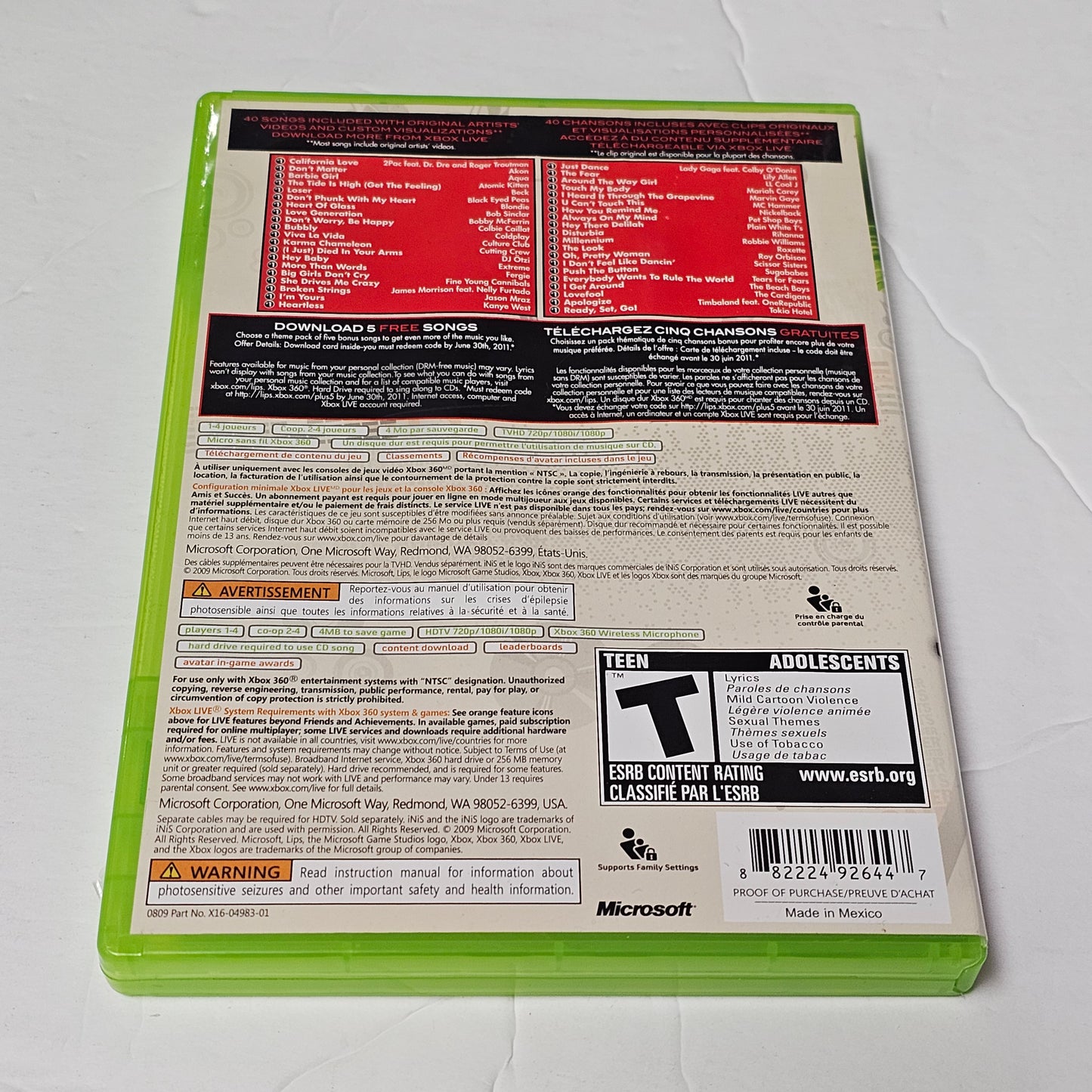 038: Lips: Number One Hits - XBox 360