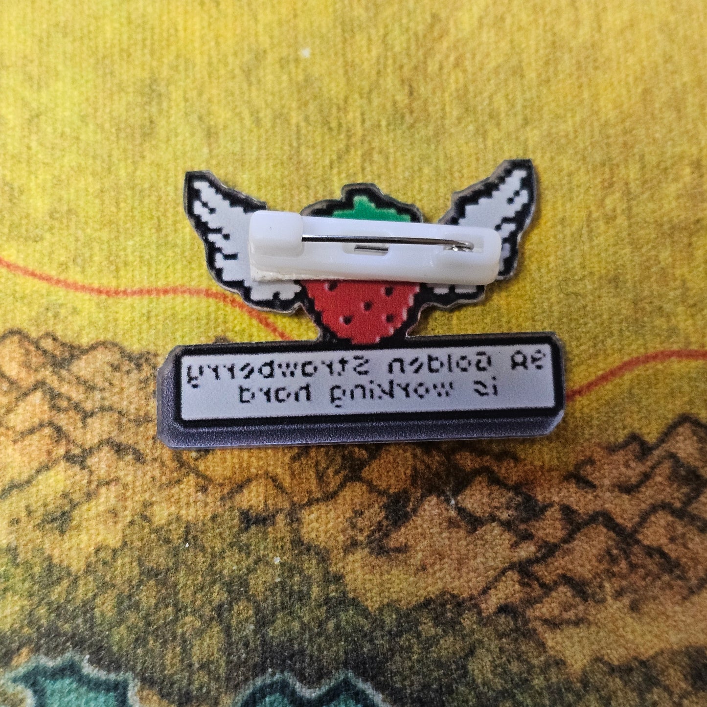 165: Golden Strawberry Acrylic Pin