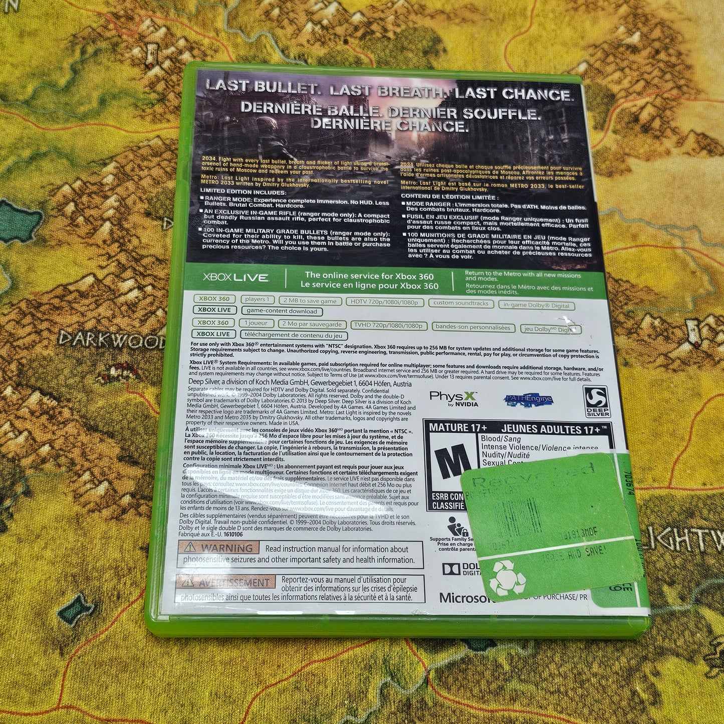 001: Metro Last Light - XBox 360